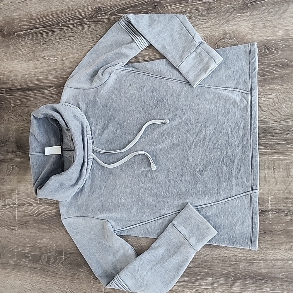 Splendid Cowl Funnel Neck Burn Out Pull Over Top Fleece Lined Sweatshirt XS